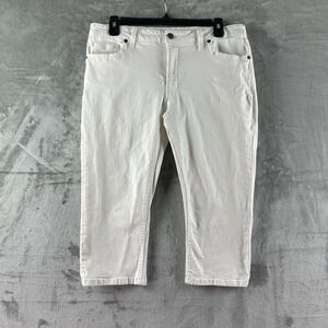 Kenneth Cole Reaction Capri Pants Women's 10 White Denim